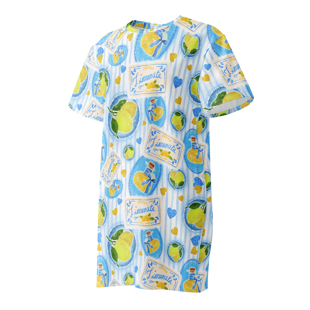 Unisex Multi-wear Tee Dress - 'Limonata' DIRECT-TO-FABRIC