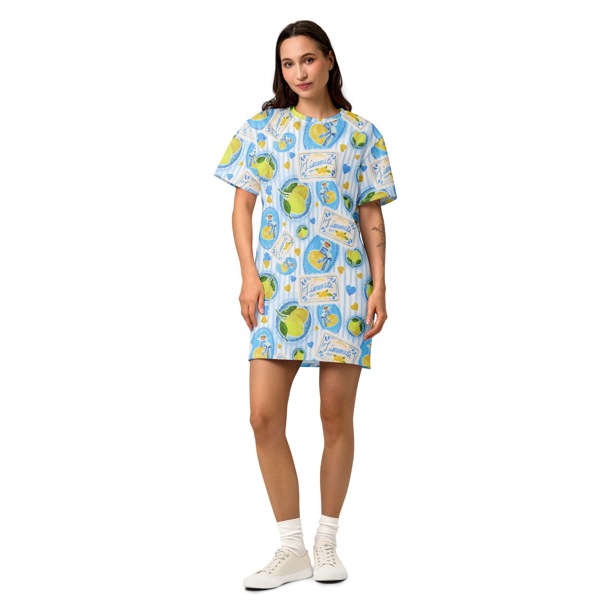 Unisex Multi-wear Tee Dress - 'Limonata' DIRECT-TO-FABRIC