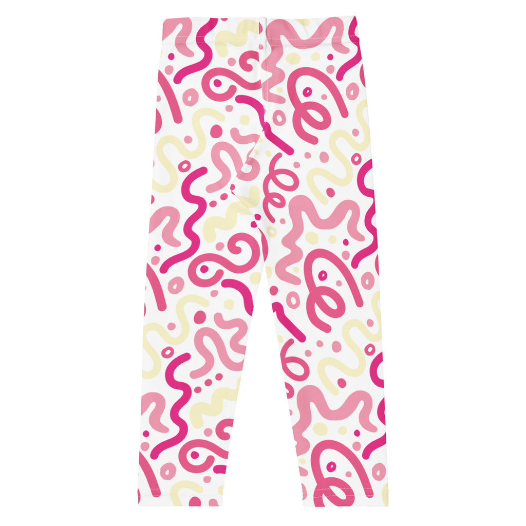 KIDS (2-8yrs) Active Stretch Leggings - 'Squiggles' (Peony)