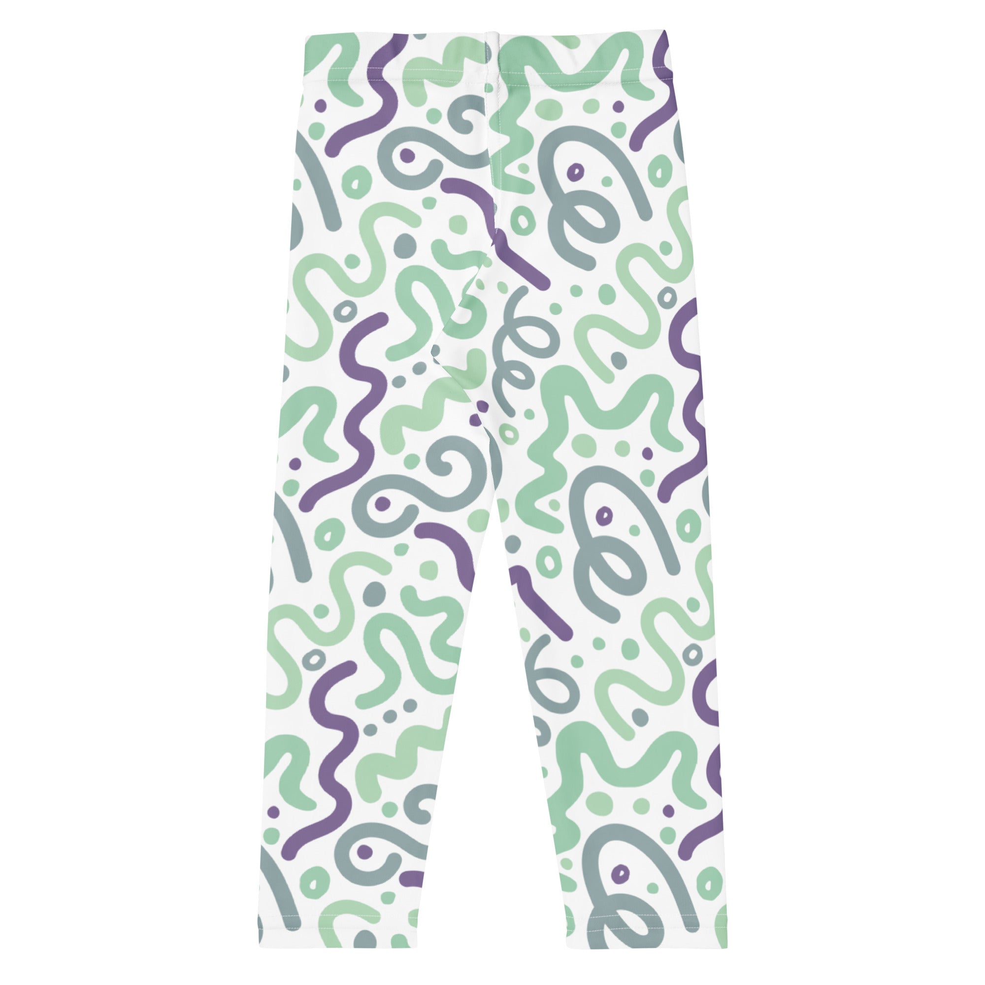 KIDS (2-8yrs) Active Stretch Leggings - 'Squiggles' (Lilac Mint)