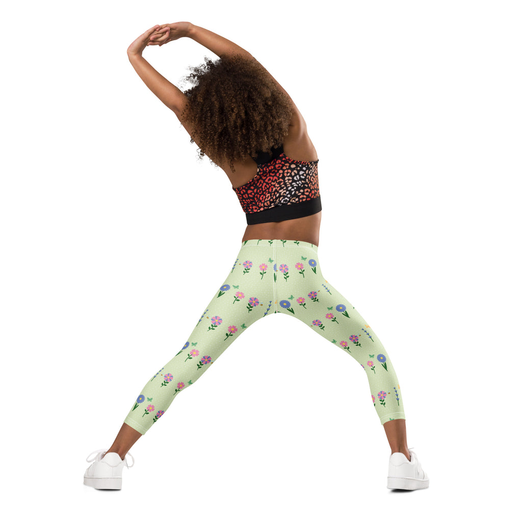 KIDS (2-8yrs) Active Stretch Leggings - 'Spring Stems'