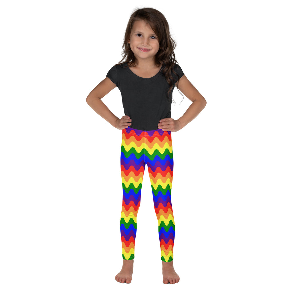KIDS (2-8yrs) Active Stretch Leggings - 'Rainbow Waves'