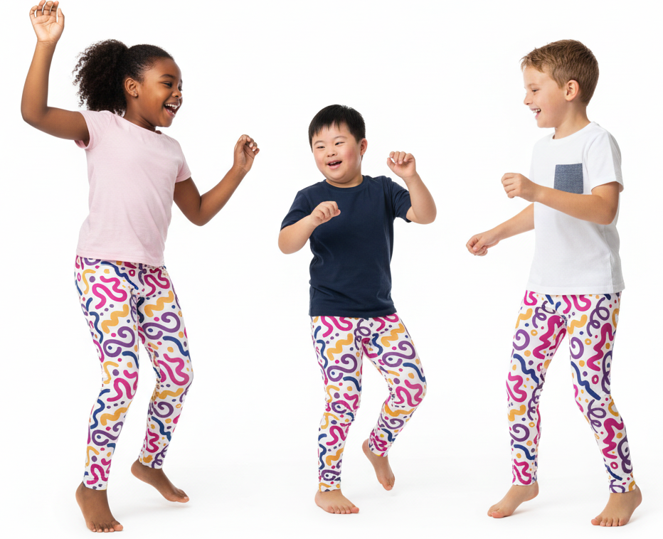 KIDS (2-8yrs) Active Stretch Leggings - 'Squiggles'
