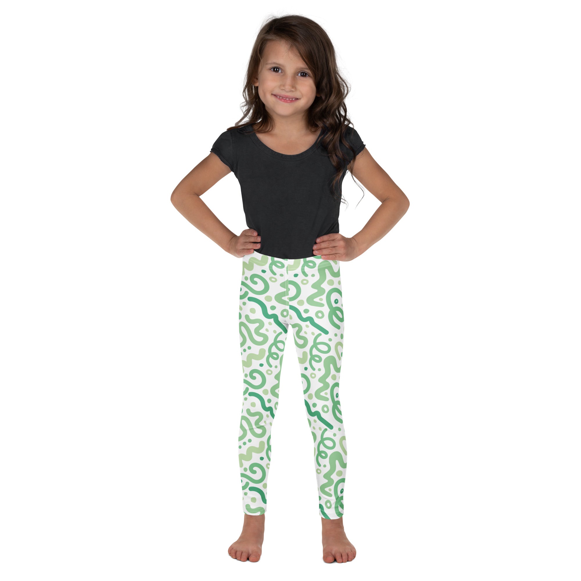 KIDS (2-8yrs) Active Stretch Leggings - 'Squiggles' (Mint)