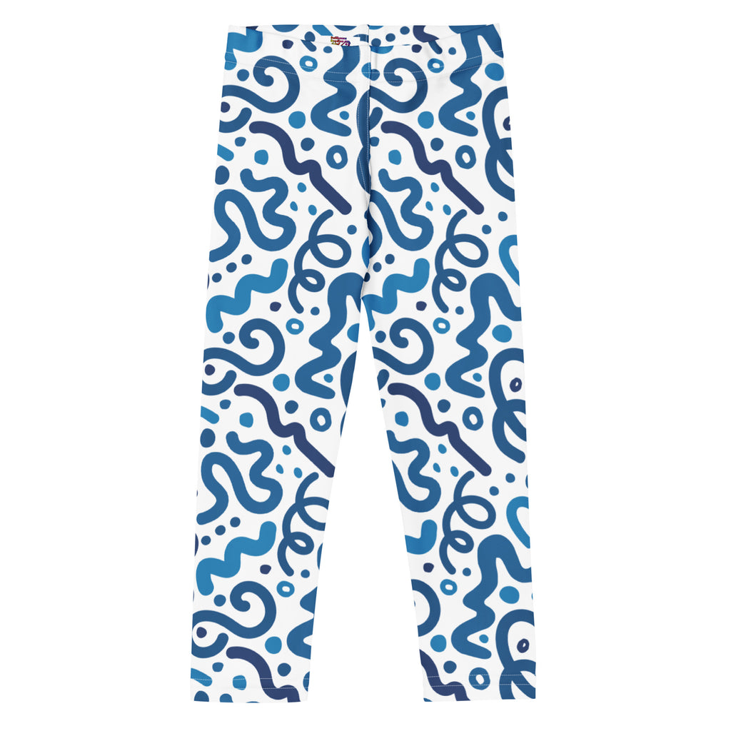 KIDS (2-8yrs) Active Stretch Leggings - 'Squiggles' (Bluebell) 7