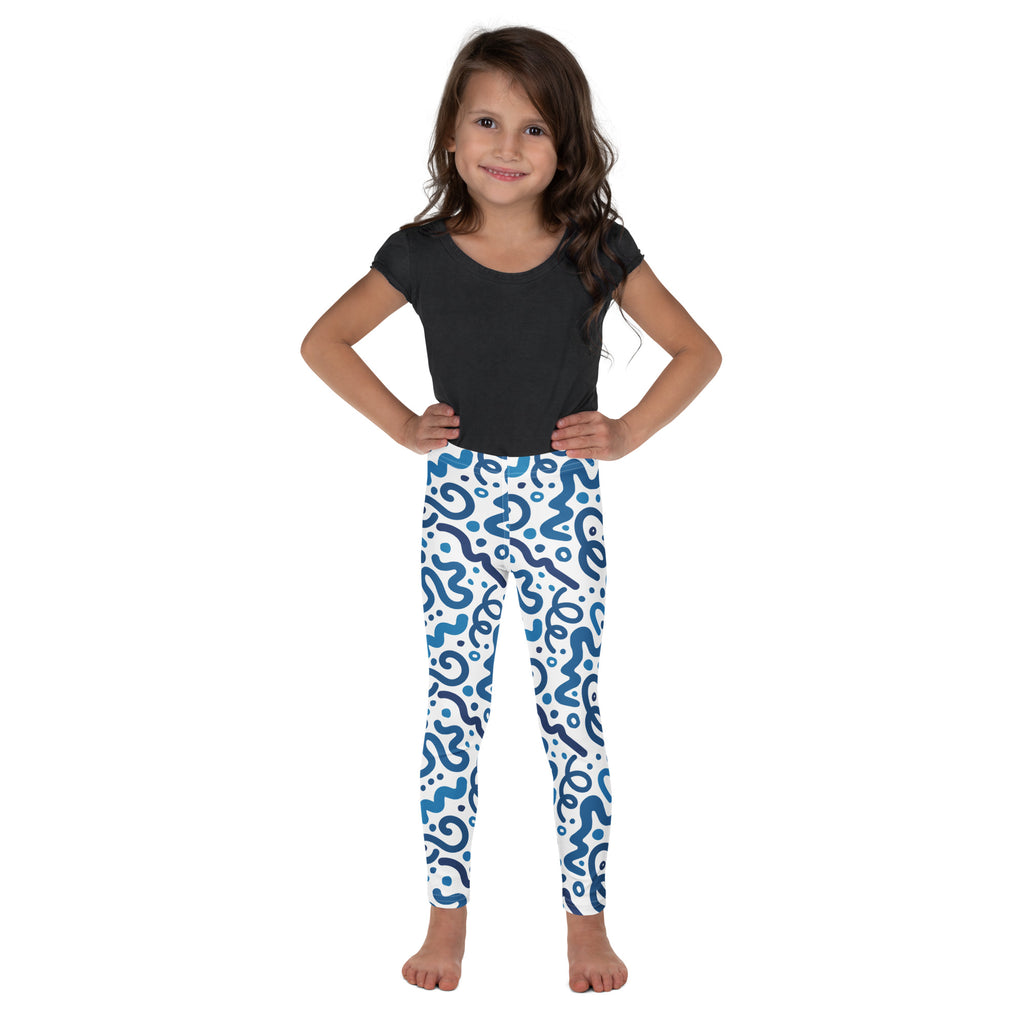 KIDS (2-8yrs) Active Stretch Leggings - 'Squiggles' (Bluebell)