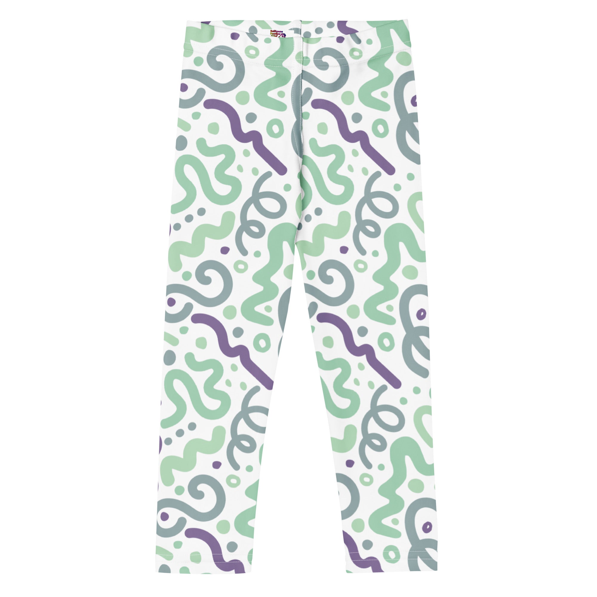 KIDS (2-8yrs) Active Stretch Leggings - 'Squiggles' (Lilac Mint) 7