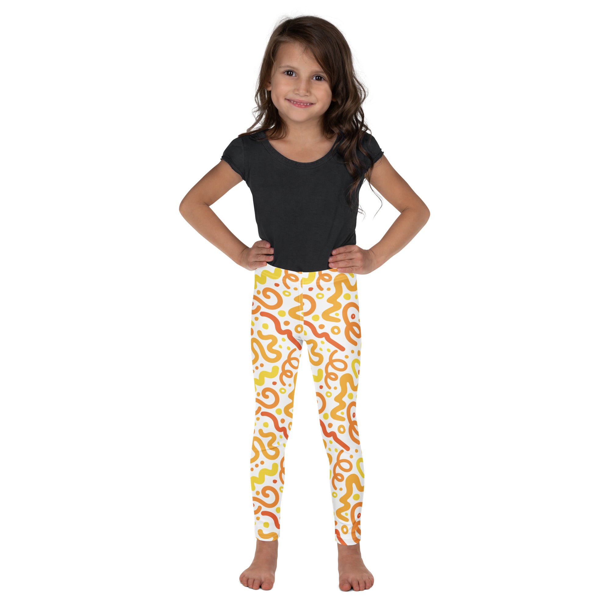 KIDS (2-8yrs) Active Stretch Leggings - 'Squiggles' (Marigold)