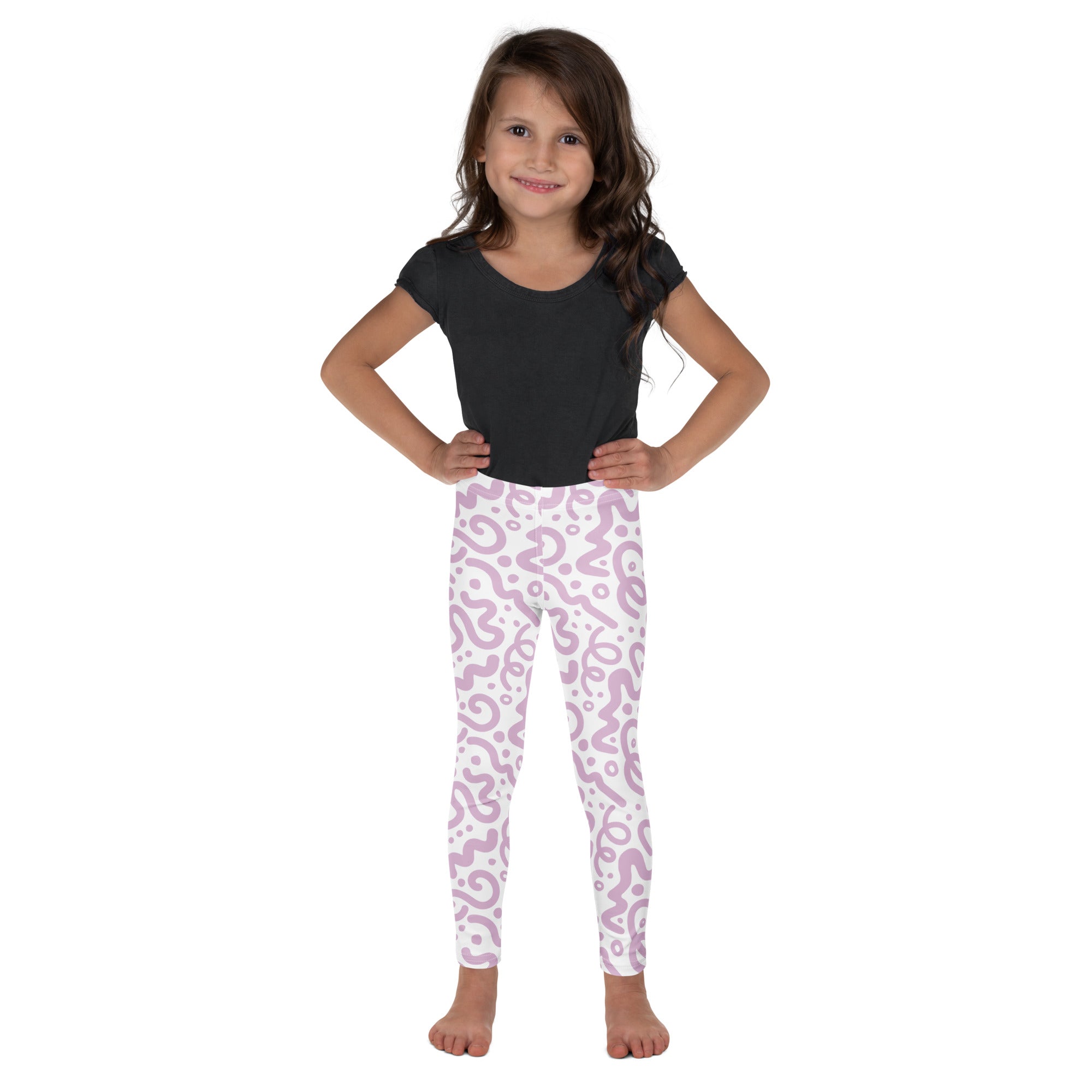 KIDS (2-8yrs) Active Stretch Leggings - 'Squiggles' (Wysteria)