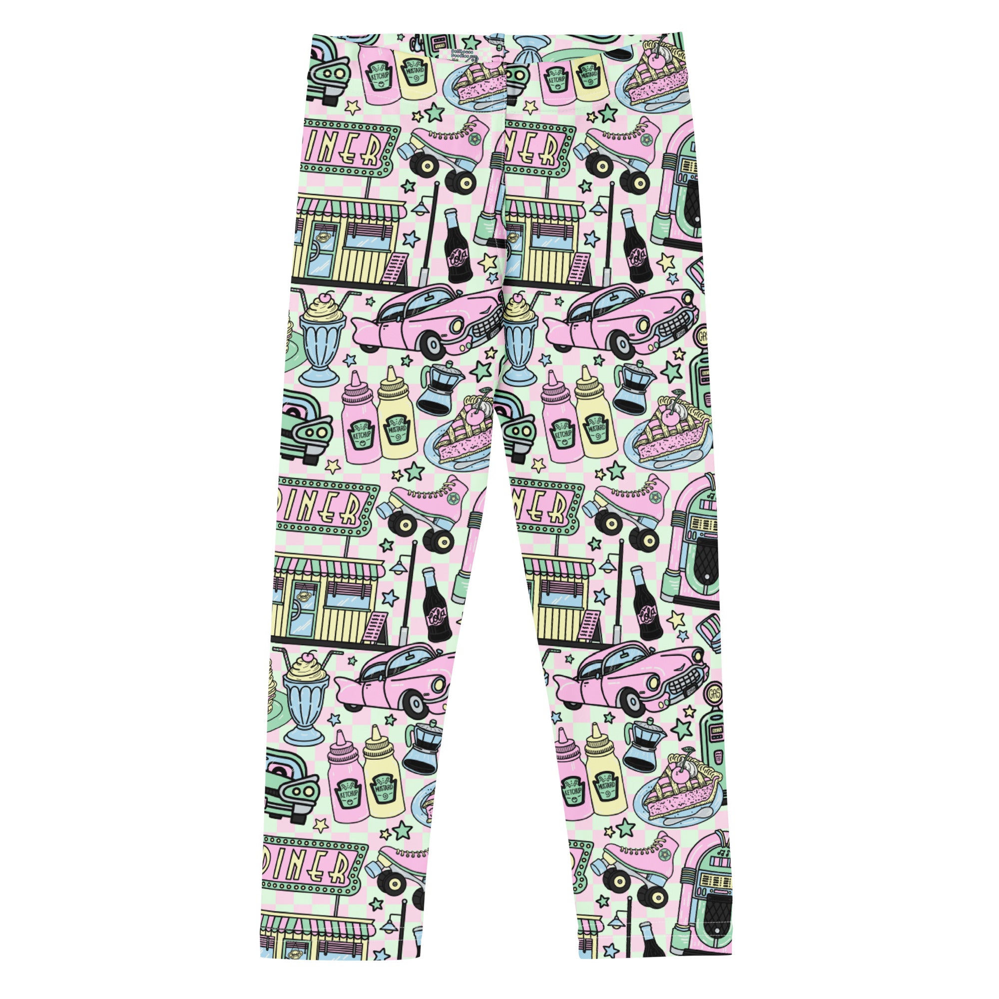 KIDS (2-8yrs) Active Stretch Leggings - 'Bubblegum Diner' 7
