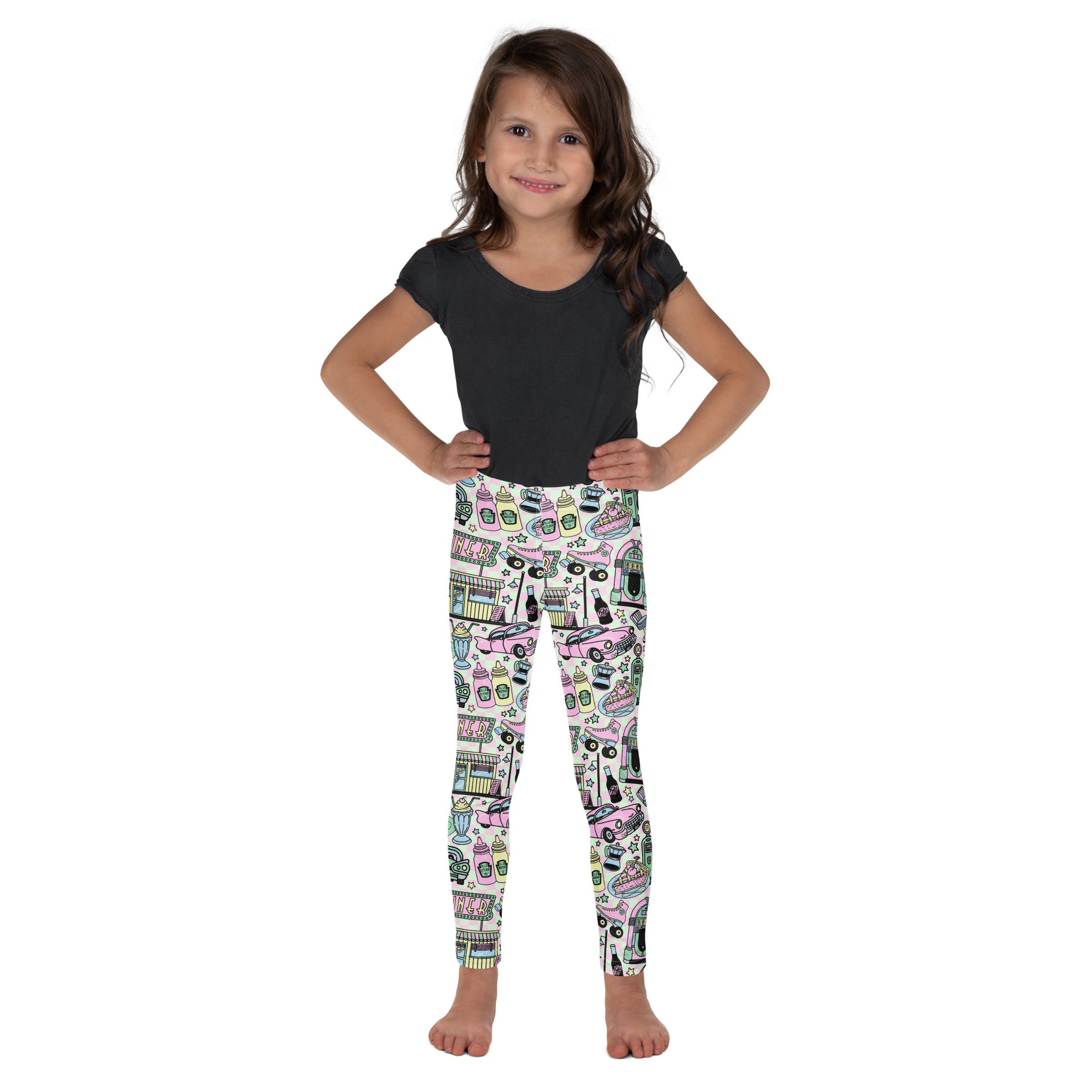 KIDS (2-8yrs) Active Stretch Leggings - 'Bubblegum Diner'