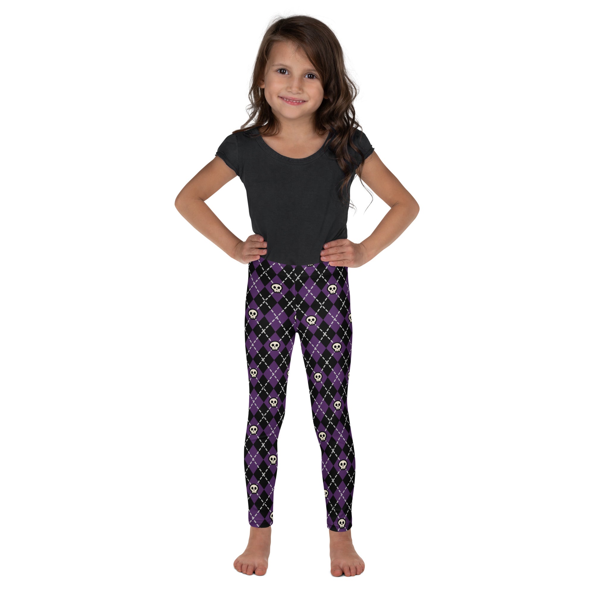 KIDS (2-8yrs) Active Stretch Leggings - 'Diamond Skulls'