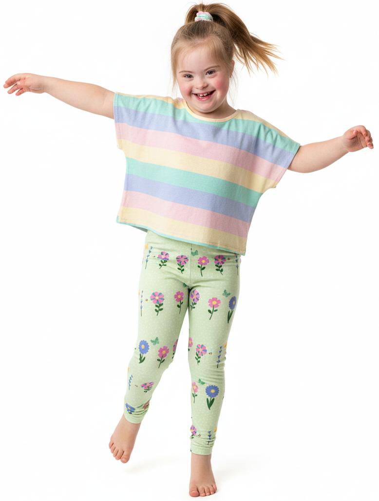 KIDS (2-8yrs) Active Stretch Leggings - 'Spring Stems'