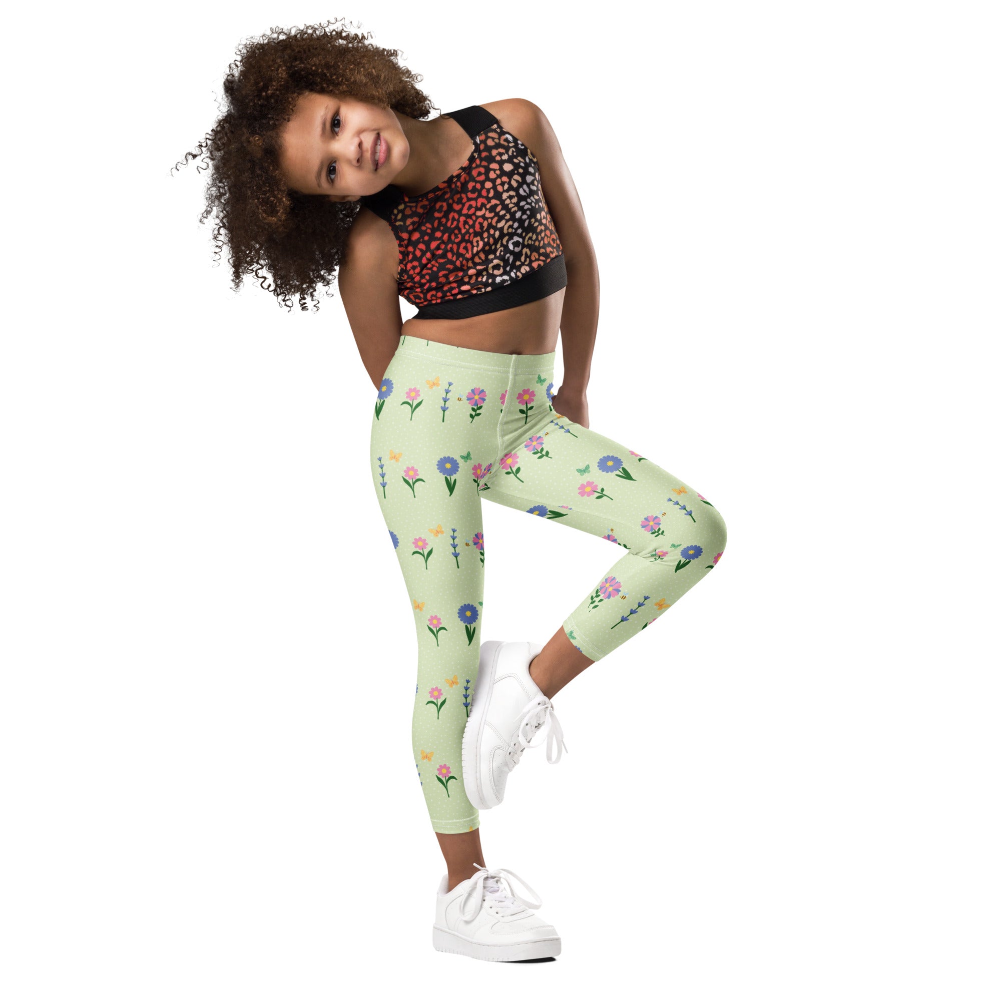 KIDS (2-8yrs) Active Stretch Leggings - 'Spring Stems'