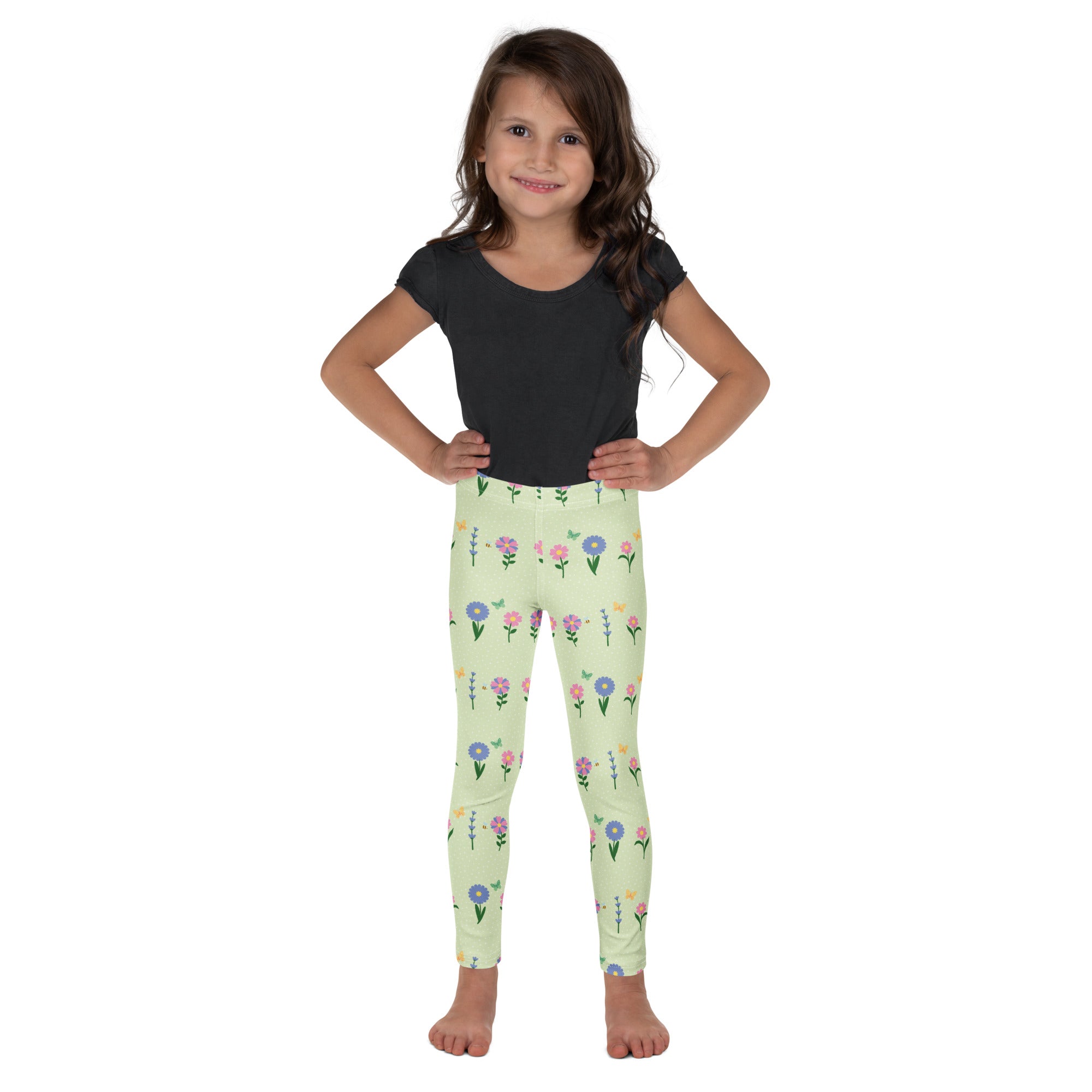 KIDS (2-8yrs) Active Stretch Leggings - 'Spring Stems'