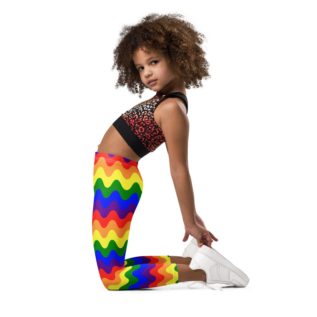 KIDS (2-8yrs) Active Stretch Leggings - 'Rainbow Waves'