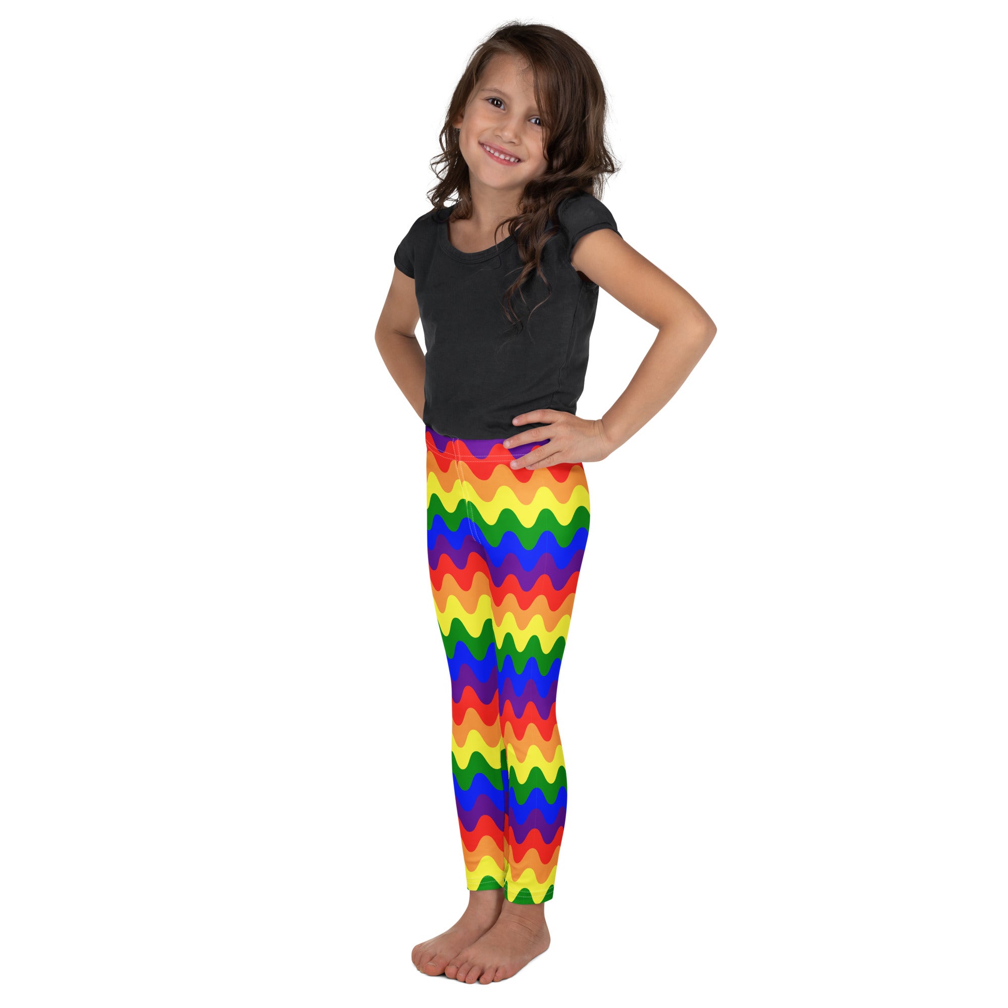 KIDS (2-8yrs) Active Stretch Leggings - 'Rainbow Waves'