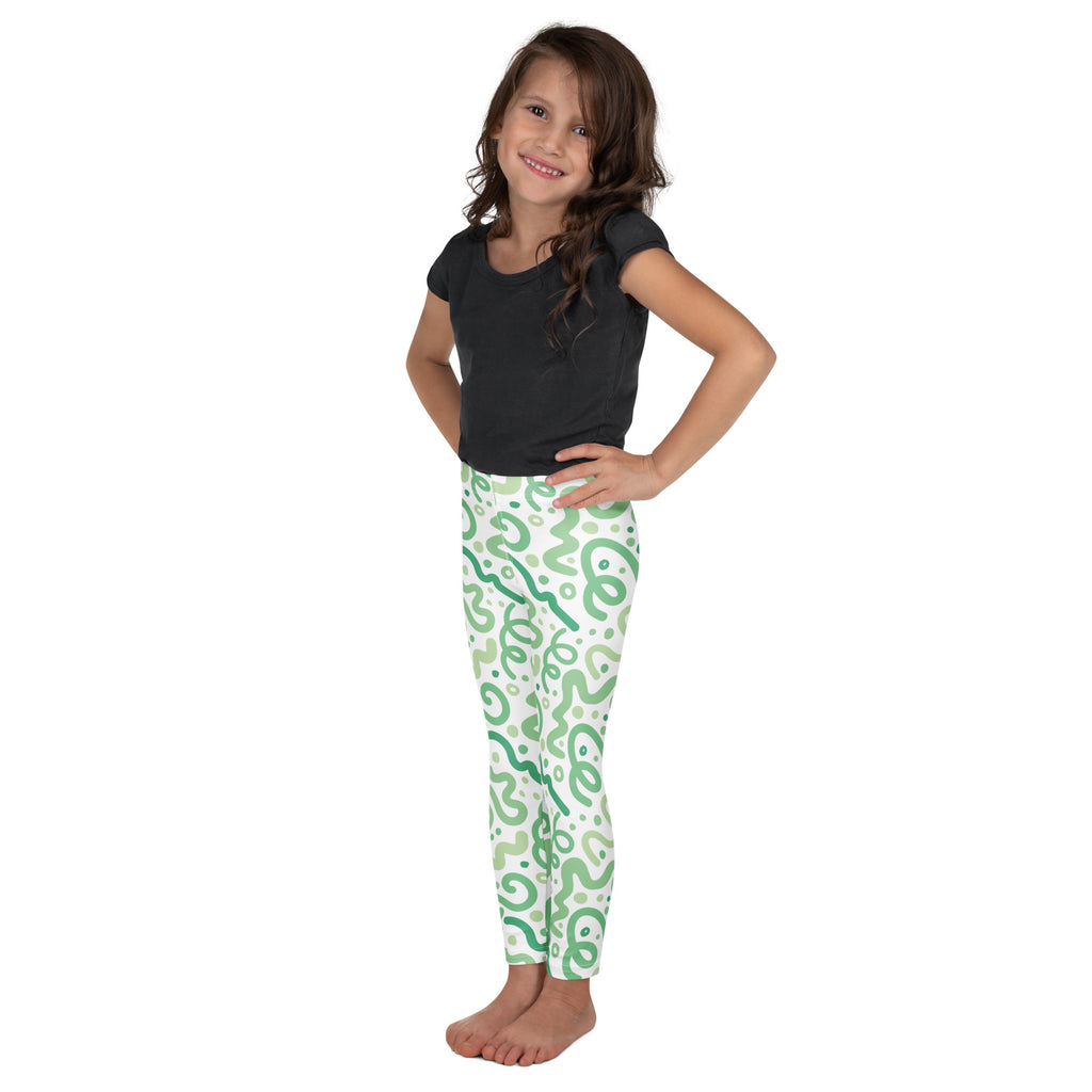 KIDS (2-8yrs) Active Stretch Leggings - 'Squiggles' (Mint)
