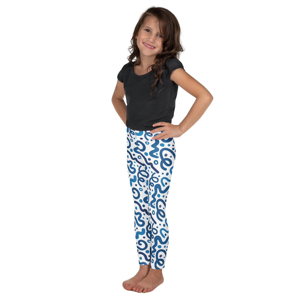KIDS (2-8yrs) Active Stretch Leggings - 'Squiggles' (Bluebell)