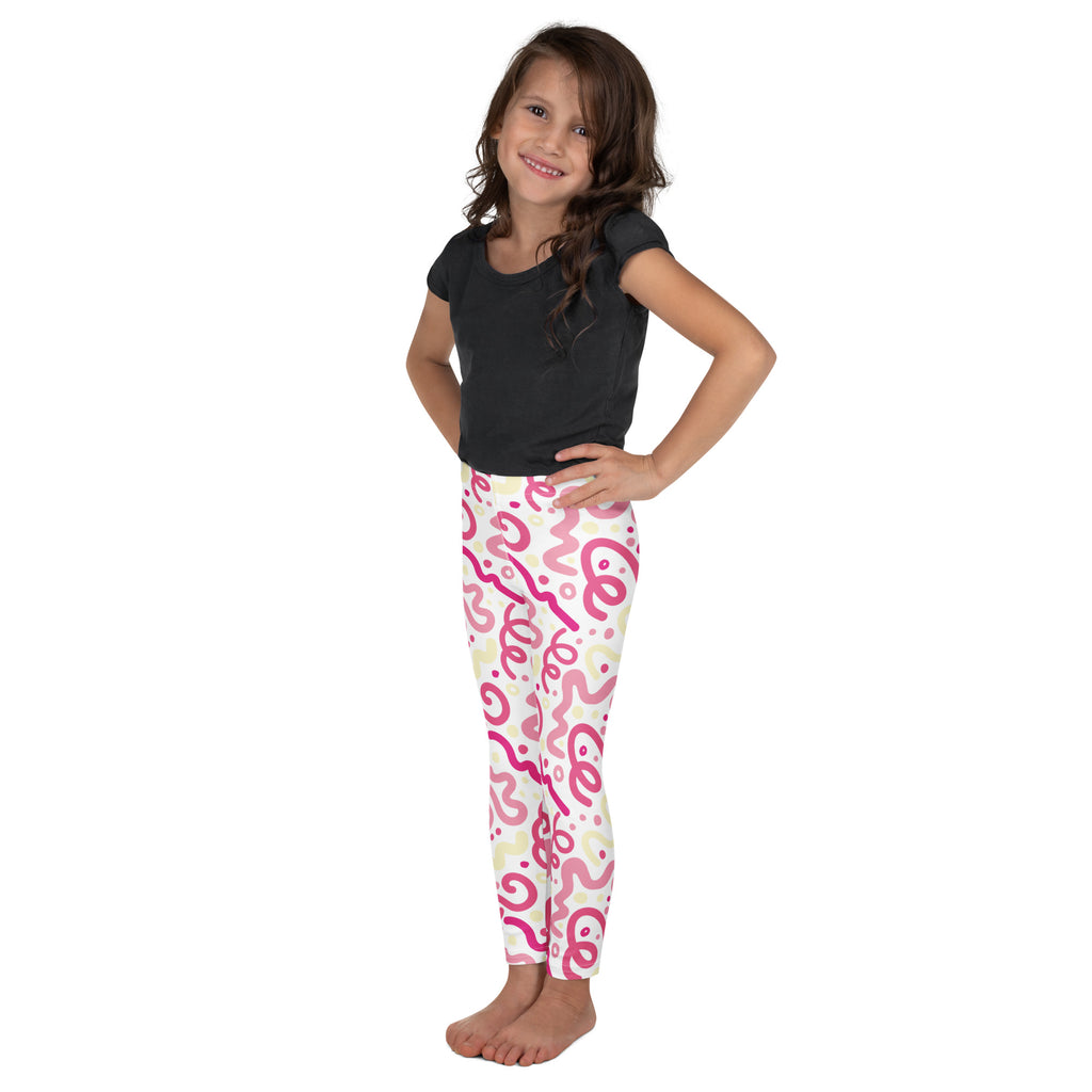 KIDS (2-8yrs) Active Stretch Leggings - 'Squiggles' (Peony)
