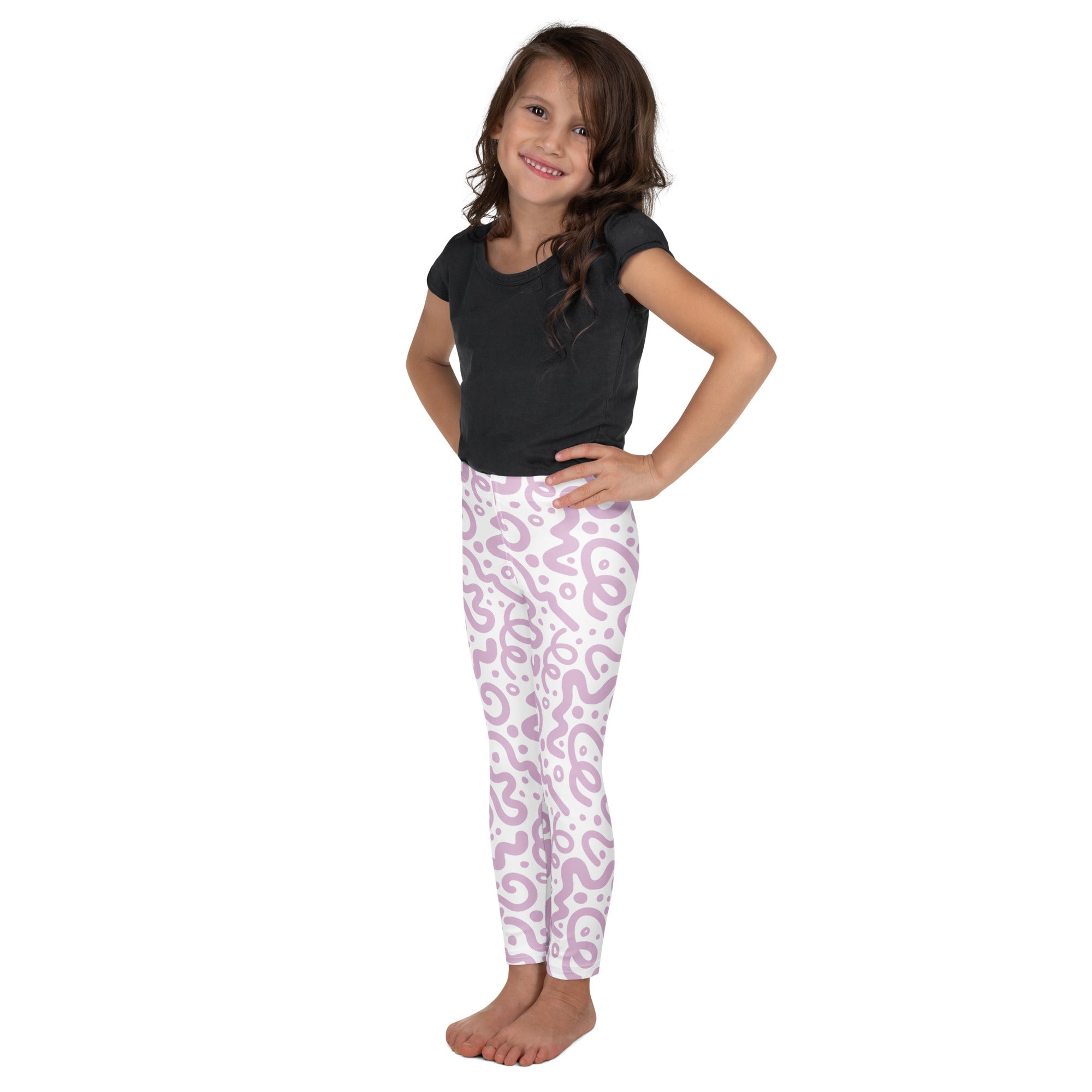 KIDS (2-8yrs) Active Stretch Leggings - 'Squiggles' (Wysteria)