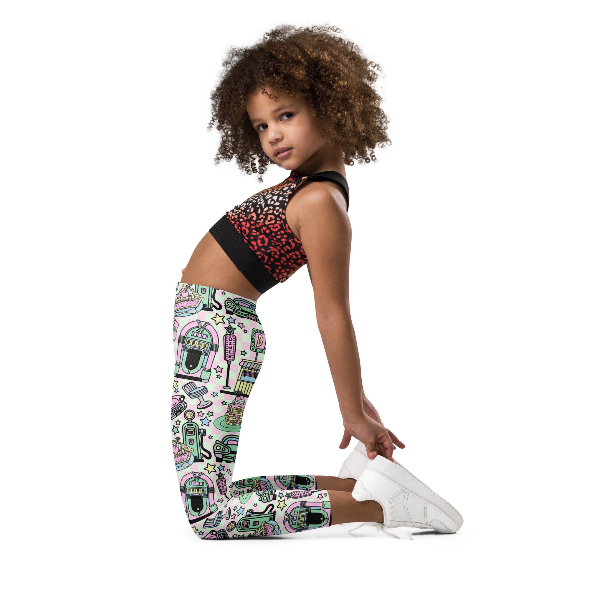 KIDS (2-8yrs) Active Stretch Leggings - 'Bubblegum Diner'