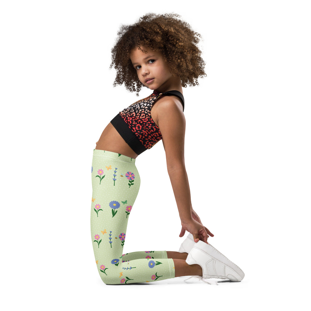 KIDS (2-8yrs) Active Stretch Leggings - 'Spring Stems'