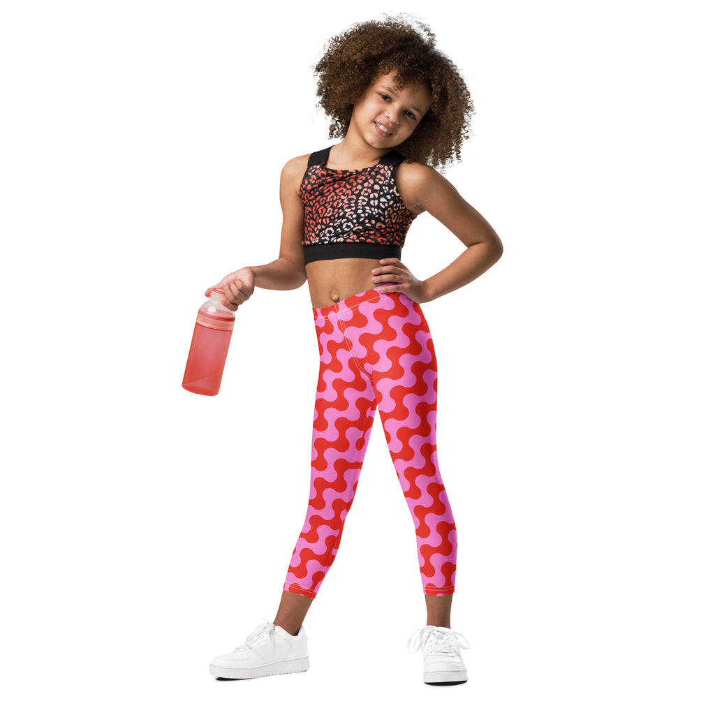 KIDS (2-8yrs) Active Stretch Leggings - 'Strawberry Salsa'