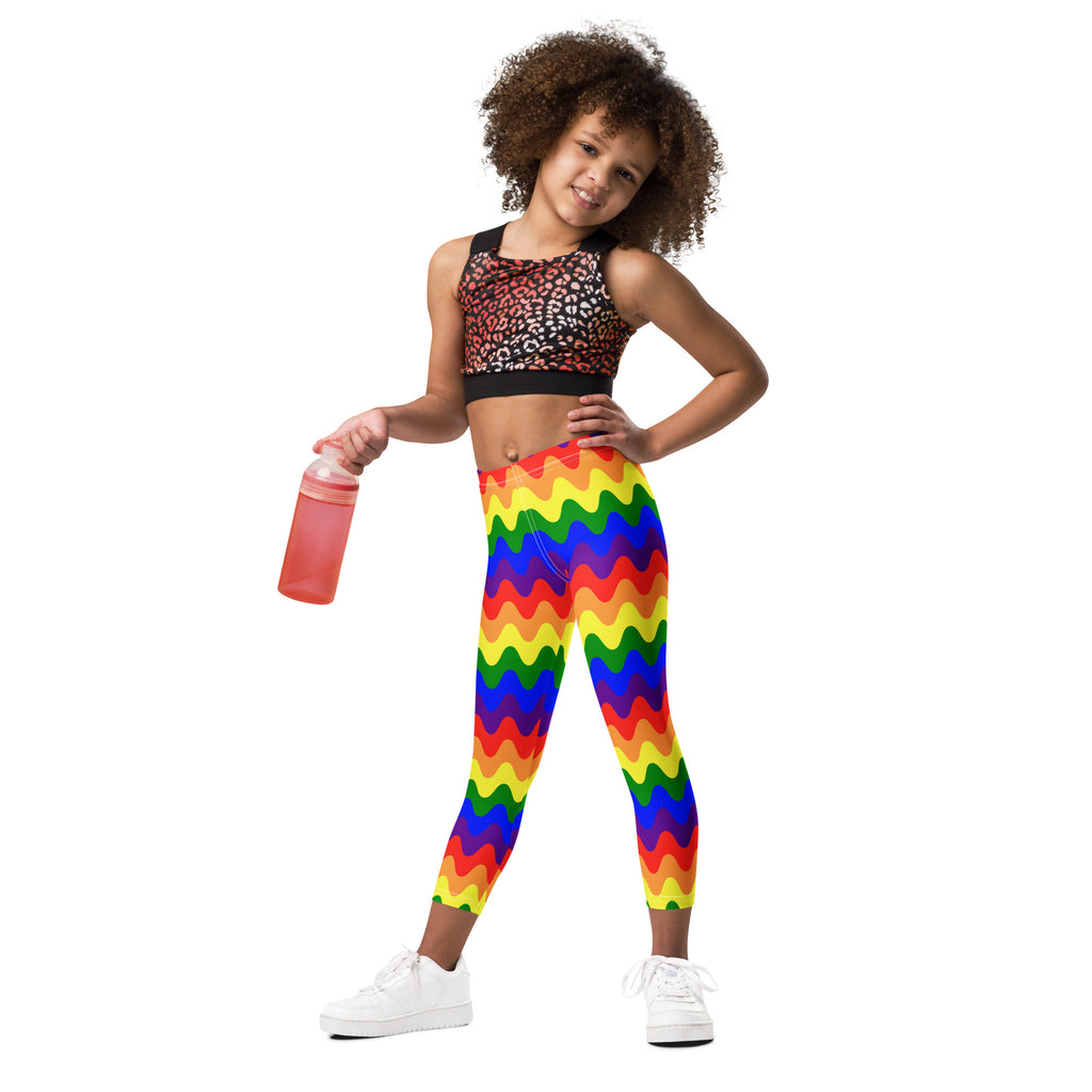 KIDS (2-8yrs) Active Stretch Leggings - 'Rainbow Waves'