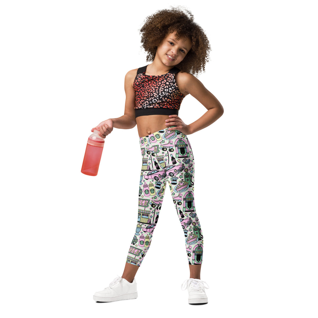 KIDS (2-8yrs) Active Stretch Leggings - 'Bubblegum Diner'