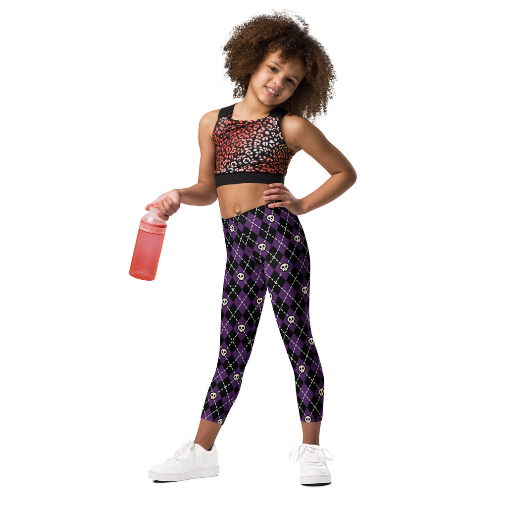 KIDS (2-8yrs) Active Stretch Leggings - 'Diamond Skulls'