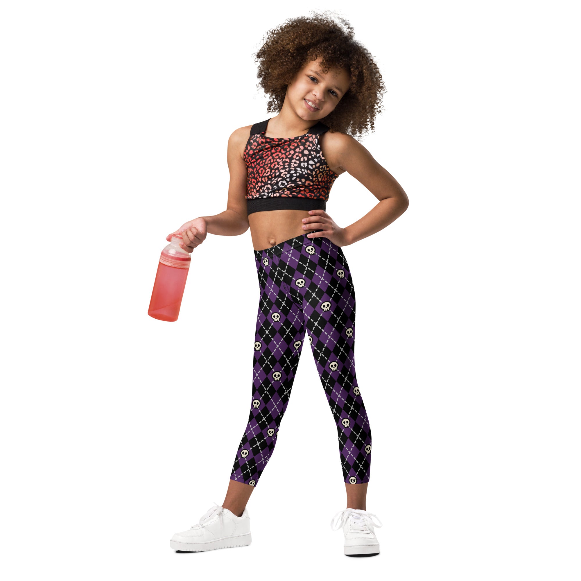 KIDS (2-8yrs) Active Stretch Leggings - 'Diamond Skulls'