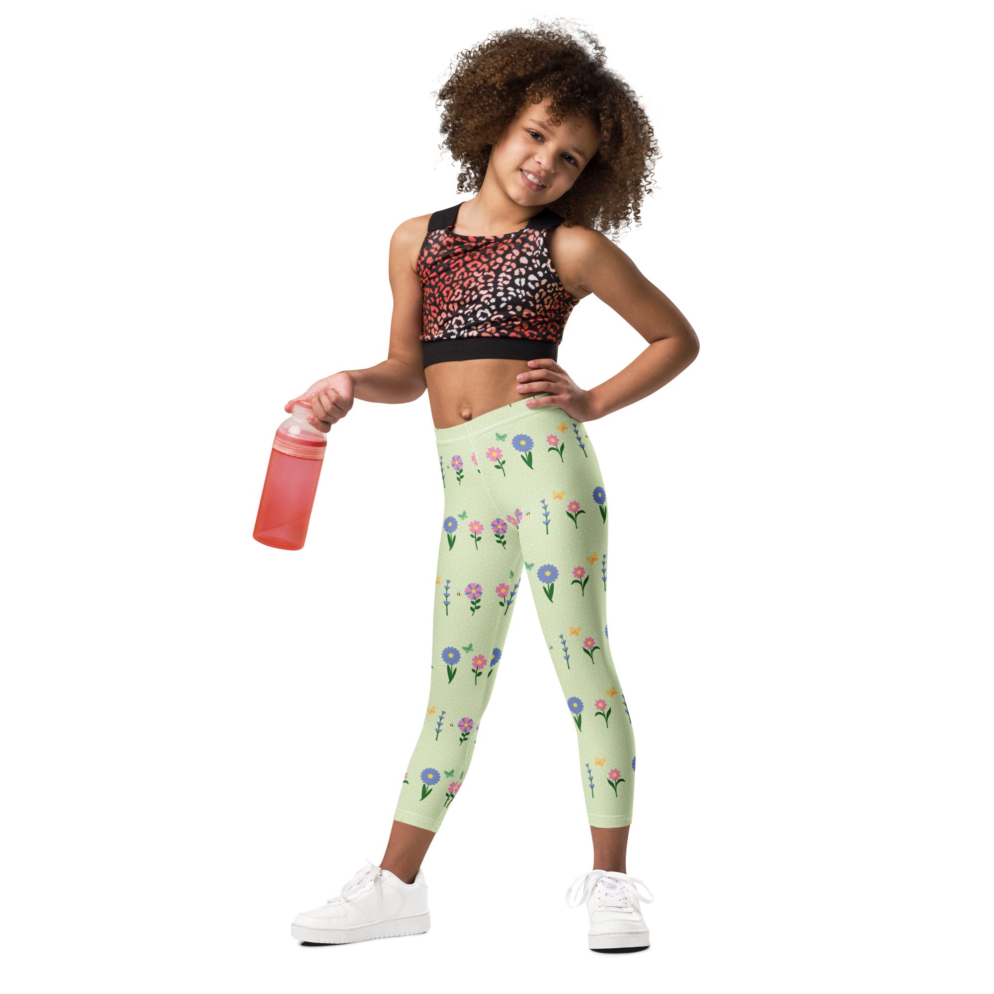 KIDS (2-8yrs) Active Stretch Leggings - 'Spring Stems'