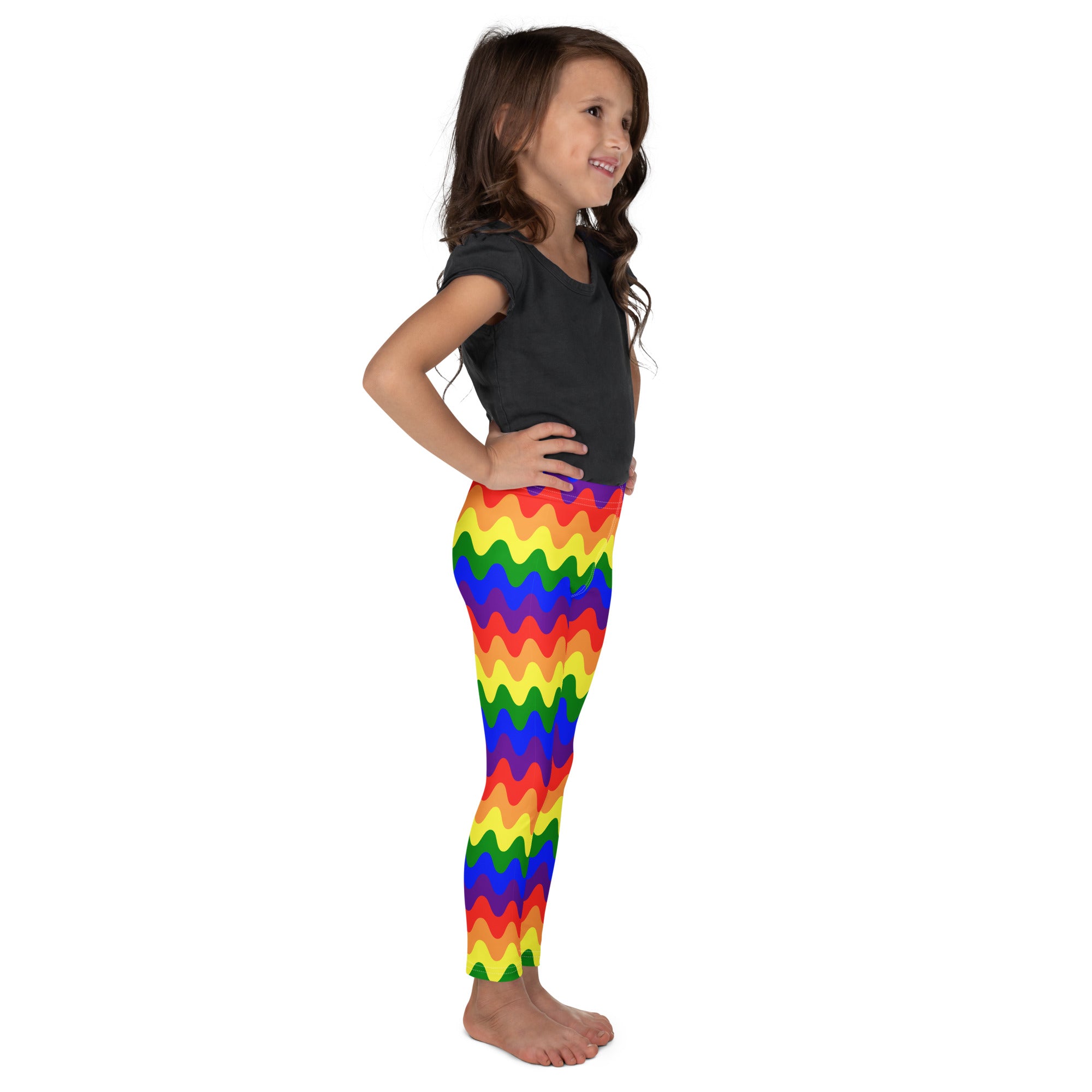 KIDS (2-8yrs) Active Stretch Leggings - 'Rainbow Waves'