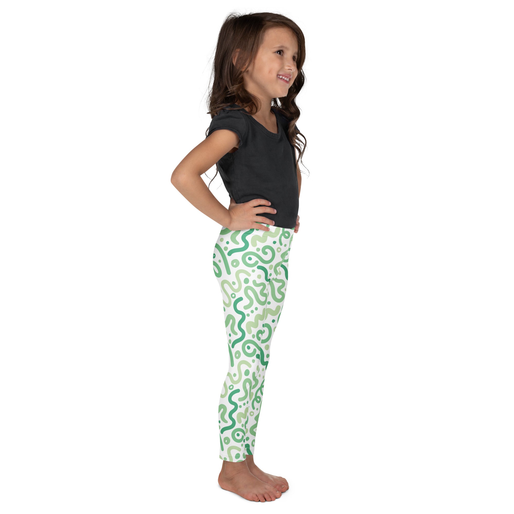 KIDS (2-8yrs) Active Stretch Leggings - 'Squiggles' (Mint)
