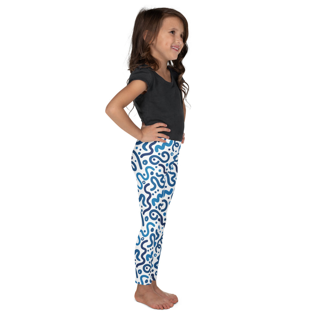 KIDS (2-8yrs) Active Stretch Leggings - 'Squiggles' (Bluebell)