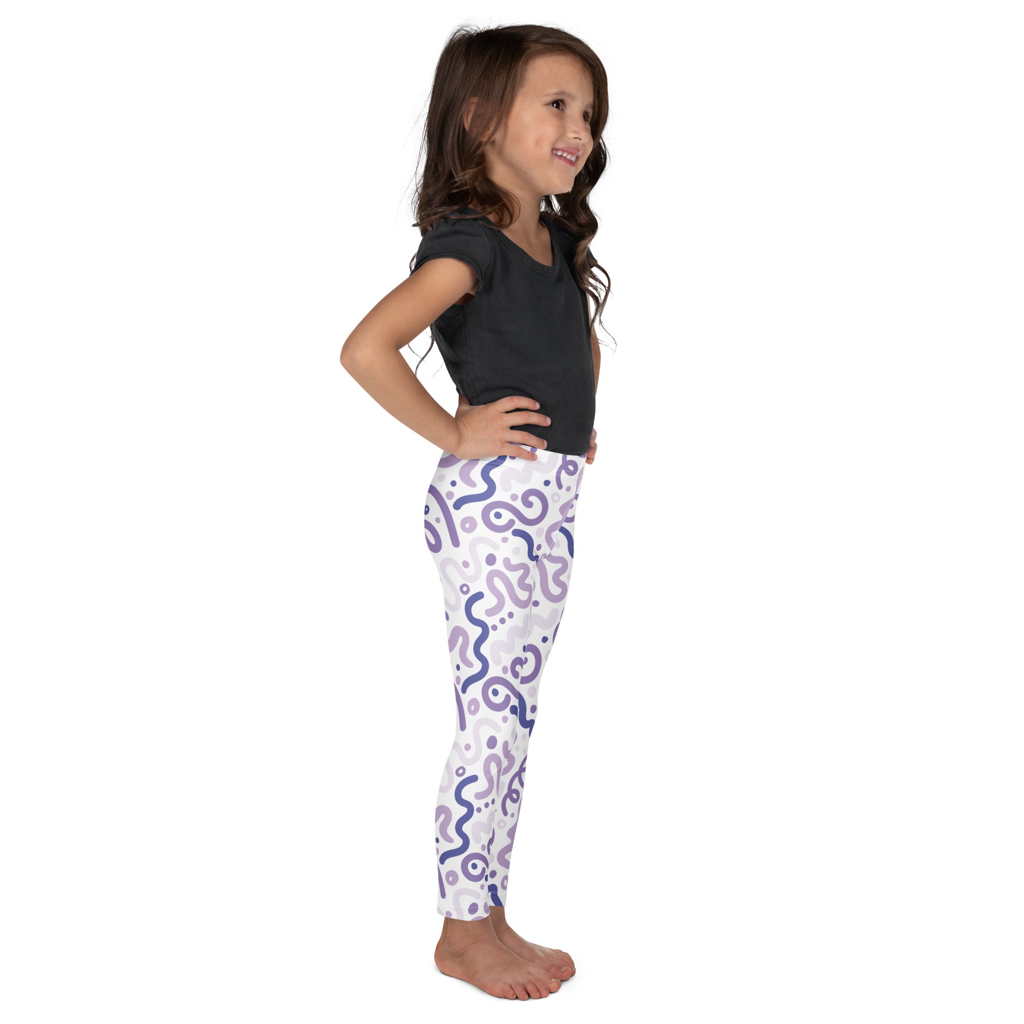 KIDS (2-8yrs) Active Stretch Leggings - 'Squiggles' (Lavender)