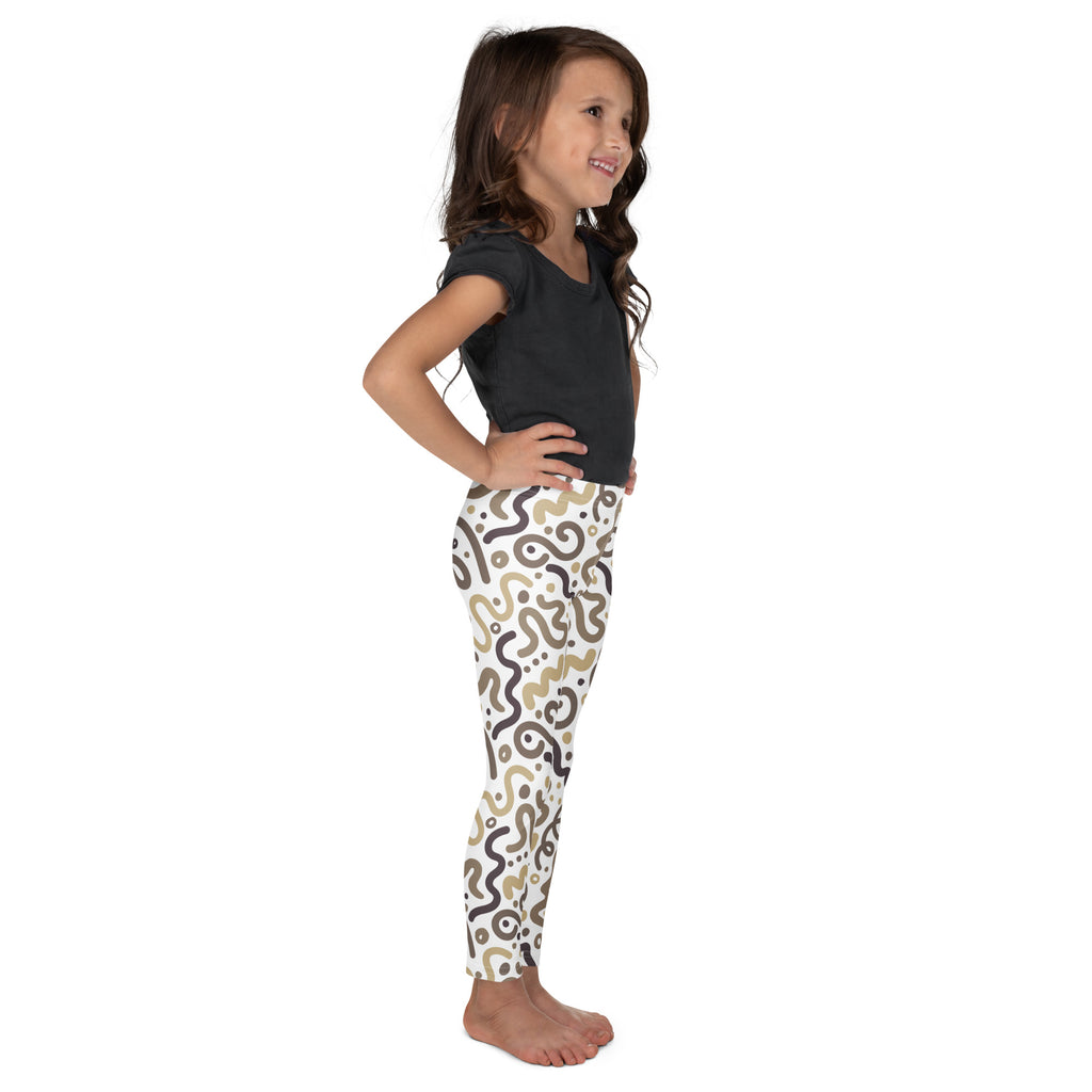 KIDS (2-8yrs) Active Stretch Leggings - 'Squiggles' (Pinecone)