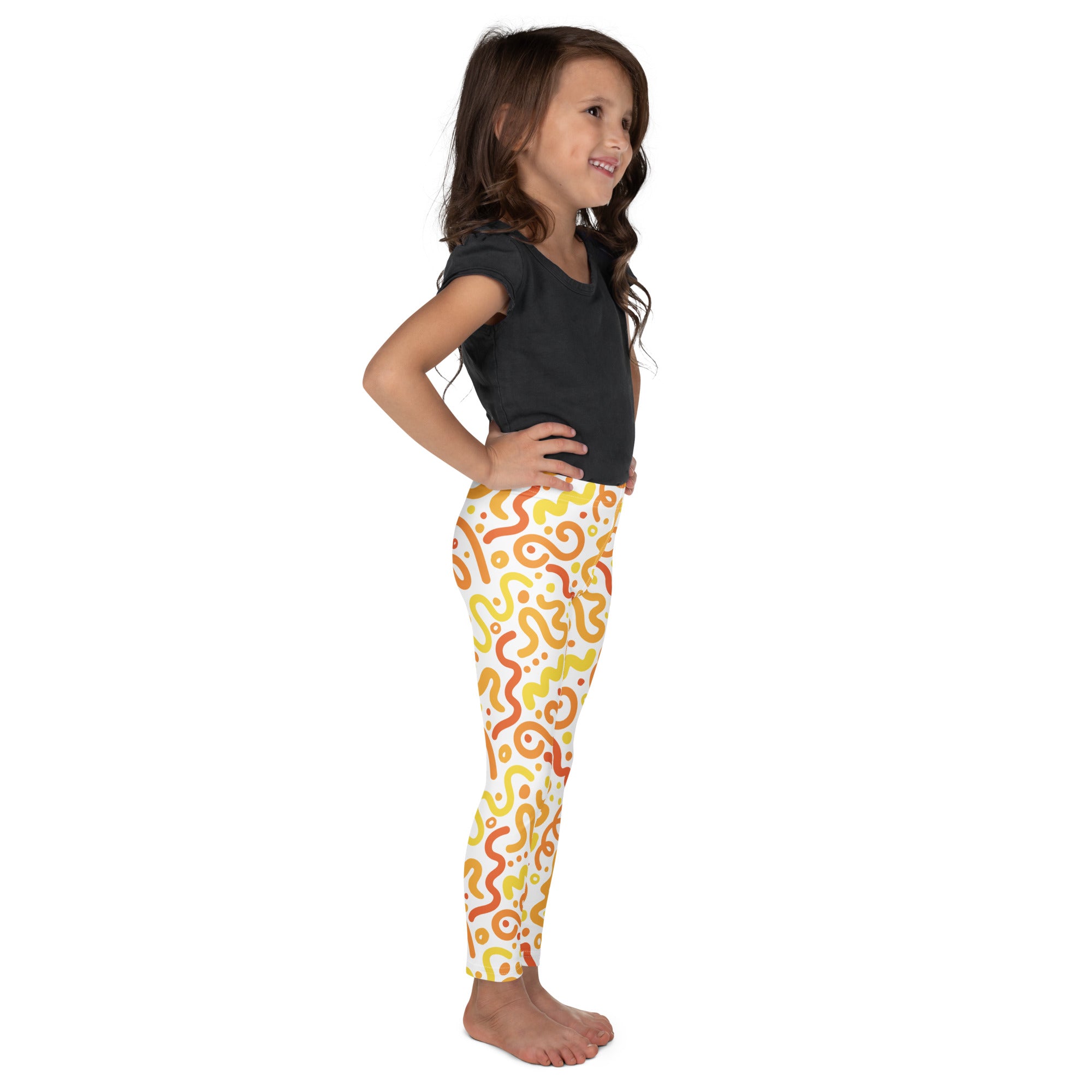KIDS (2-8yrs) Active Stretch Leggings - 'Squiggles' (Marigold)