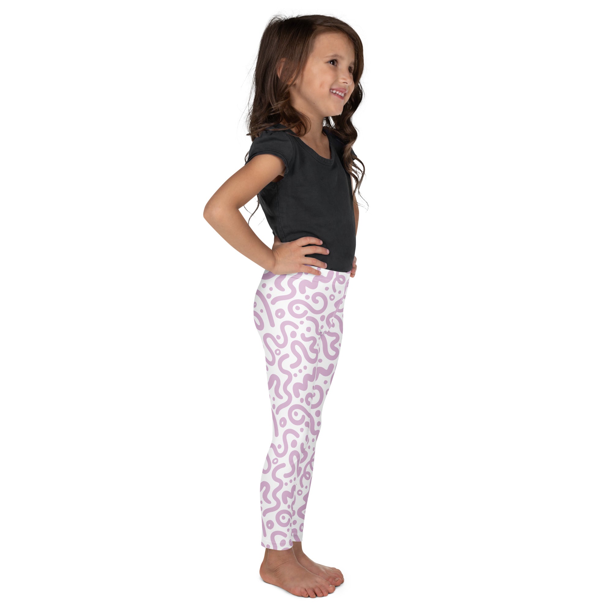 KIDS (2-8yrs) Active Stretch Leggings - 'Squiggles' (Wysteria)