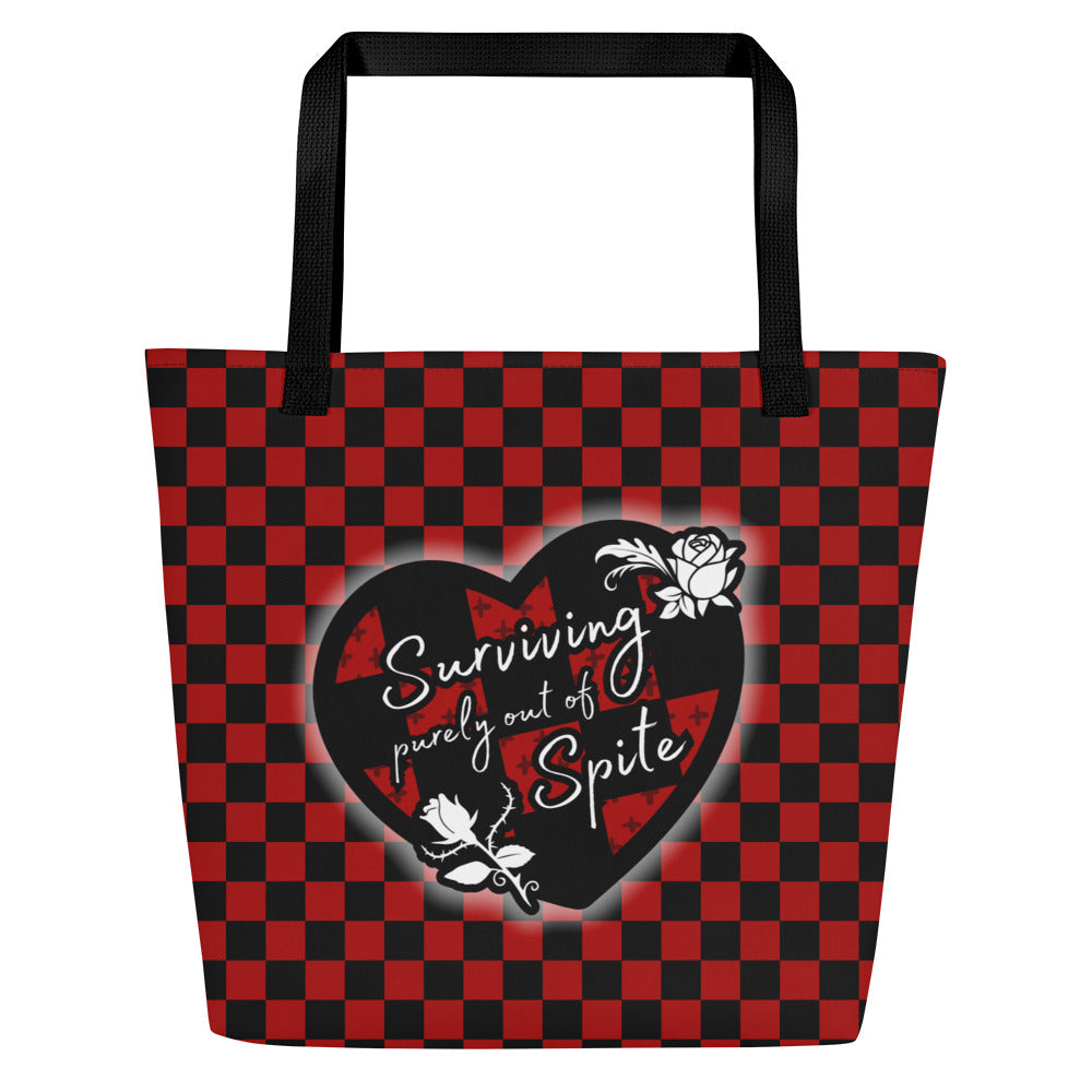 XL Tote Bag with Pocket - 'Surviving Purely Out of Spite'