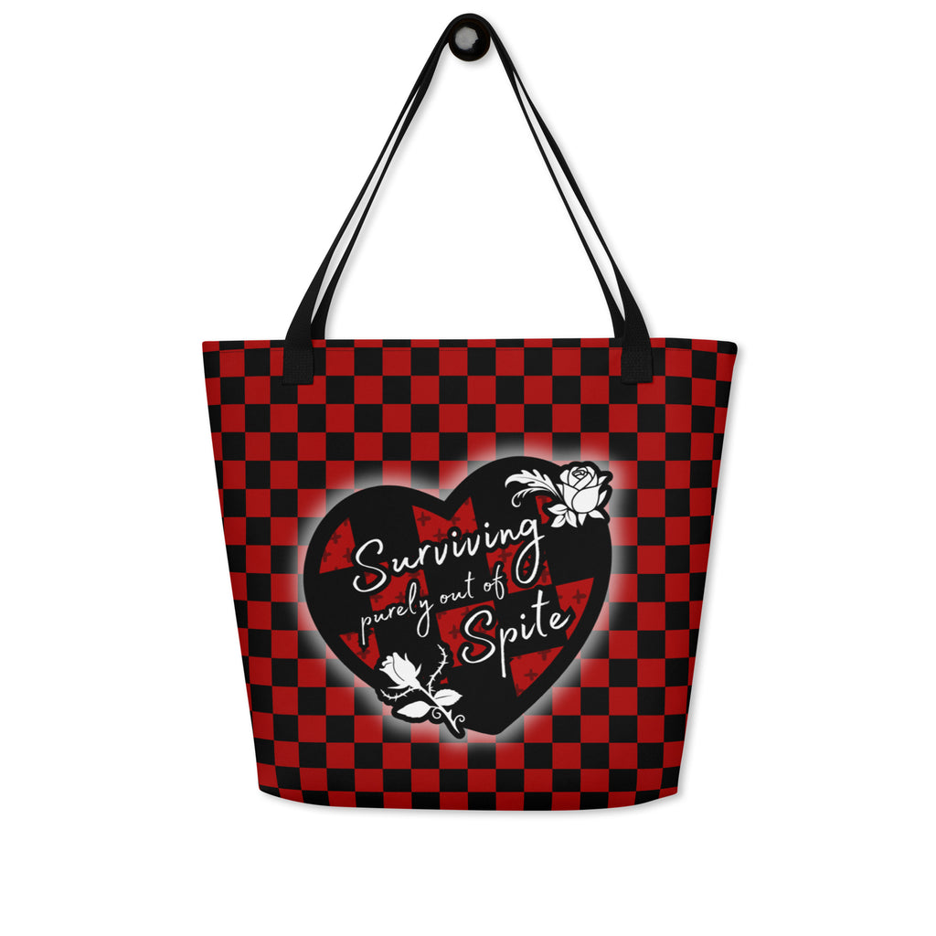 XL Tote Bag with Pocket - 'Surviving Purely Out of Spite'