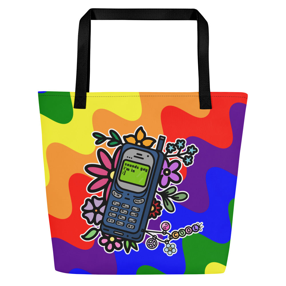 XL Tote Bag with Pocket - 'Text Me'