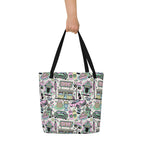 XL Tote Bag with Pocket - 'Bubblegum Diner'