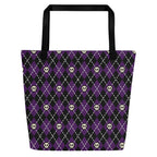 XL Tote Bag with Pocket - 'Diamond Skulls'