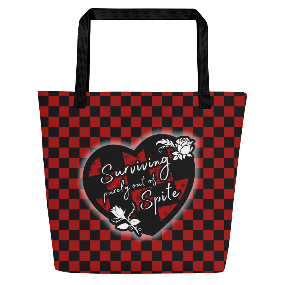 XL Tote Bag with Pocket - 'Surviving Purely Out of Spite' Default Title