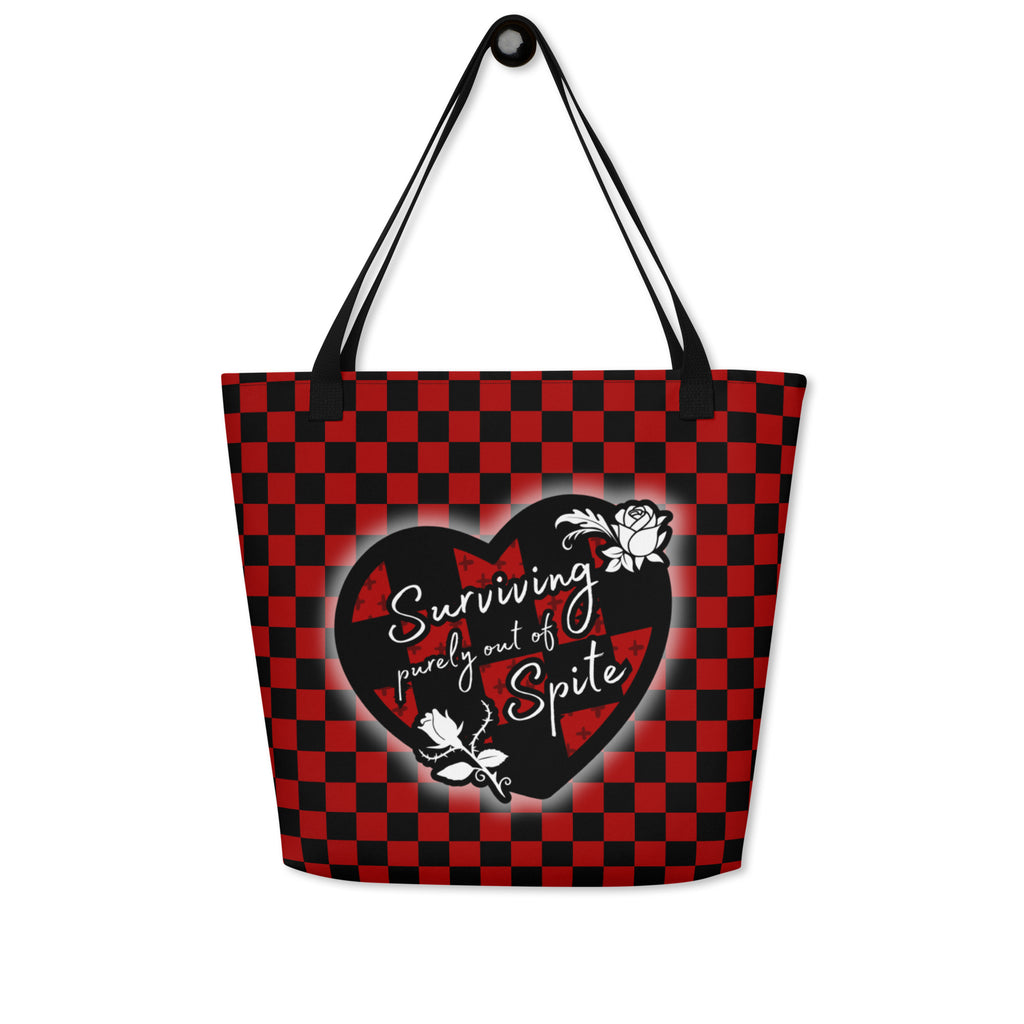 XL Tote Bag with Pocket - 'Surviving Purely Out of Spite'