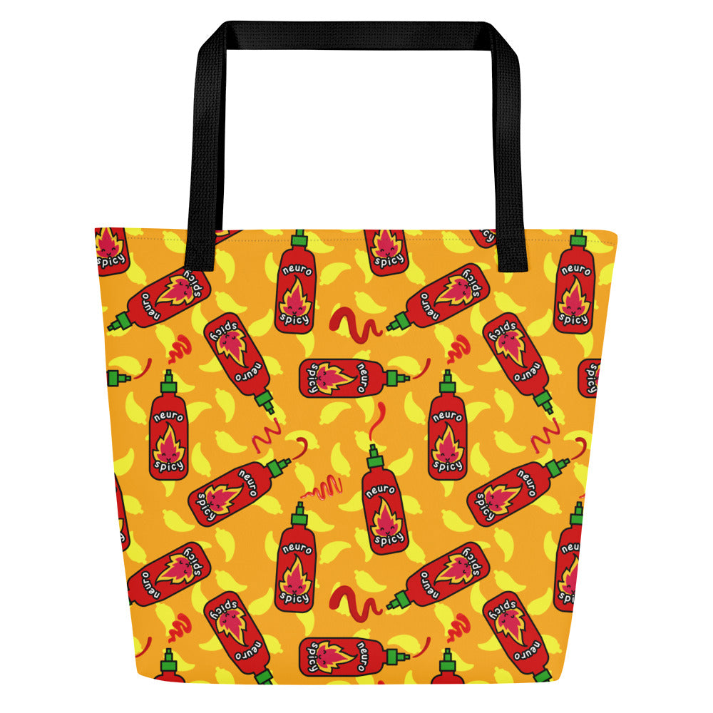 XL Tote Bag with Pocket - 'Neurospicy' Black