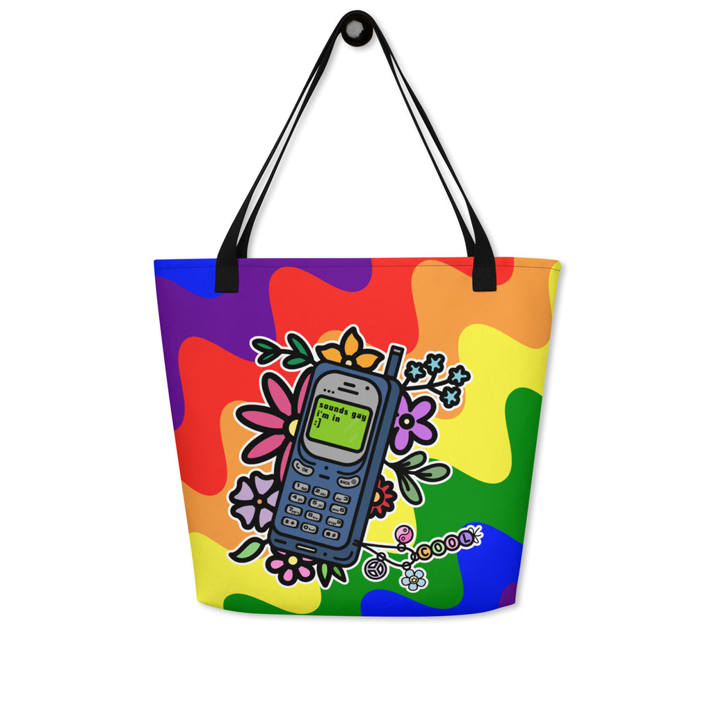 XL Tote Bag with Pocket - 'Text Me'