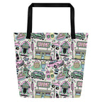 XL Tote Bag with Pocket - 'Bubblegum Diner' Default Title